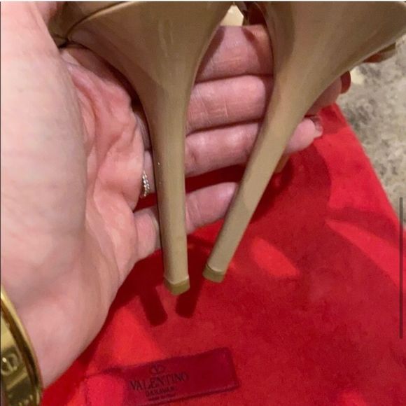 FINAL PRICE Valentino Nude Tan Beige Bow High Heel Pumps w ankle strap sandals - Picture 6 of 7